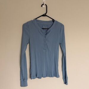 Aerie Light Blue Ribbed Long Sleeve Top